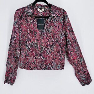 NICHOLAS  V Neck Long Sleeve Blouse US Size 10  Silk Blend  WaterSnake Print